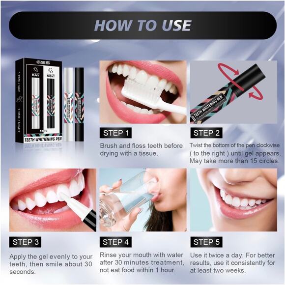 Teeth Whitening Pen Kit Day & Night | Peroxide Free, Enamel Safe, No Sensitivity - Picture 6 of 9